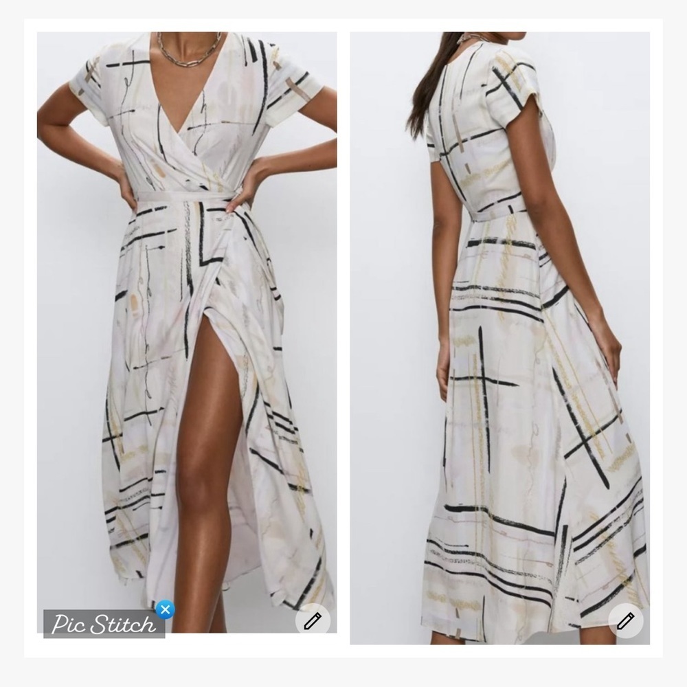 Aritzia Babaton Slit Wrap Dress Light Cream/Nude NWT